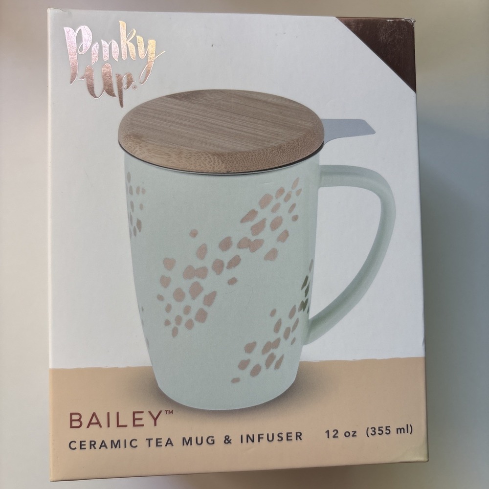 Pinky Up Annette Ceramic Tea Mug & Infuser Mint Green